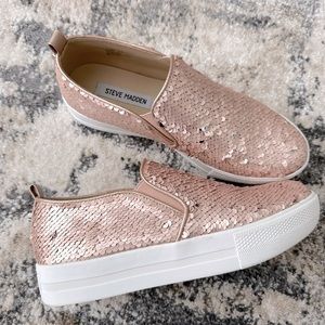 Steve Madden Evan Blush Flip Sequin Sneakers 8.5 M